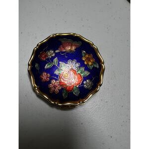 Vintage Retro 50 60s Stratton Vanity Powder Makeup Butterfly Flowers Goldtone